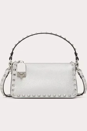 VALENTINO GARAVANI BANDOLERA ROCKSTUD PEQUEÑA DE CUERO DE BECERRO GRANEADO METALIZADO Mujer UNI