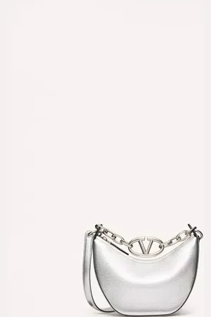 VALENTINO GARAVANI MINIBOLSO HOBO VLOGO MOON DE CUERO DE BECERRO GRANEADO Y METALIZADO CON CADENA Mujer UNI