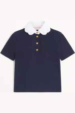 VALENTINO CAMISA POLO BORDADA DE ALGODÓN ESTILO SUDADERA Mujer L