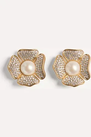 VALENTINO GARAVANI ARETES SAN FIN DE METAL CON CRISTALES Y PERLAS SWAROVSKI® Mujer UNI