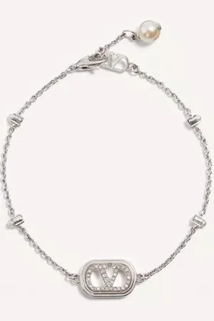 VALENTINO GARAVANI PULSERA DE METAL, PERLAS Y CRISTALES SWAROVSKI® CON EL VLOGO SIGNATURE Mujer M