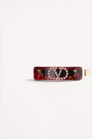 VALENTINO GARAVANI PINZA DE RESINA, METAL Y CRISTALES SWAROVSKI® PARA EL CABELLO CON EL VLOGO SIGNATURE Mujer UNI