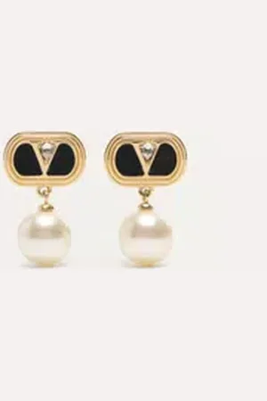 VALENTINO GARAVANI PENDIENTES OVALETTE DE METAL, ESMALTE, CRISTAL Y PERLAS SWAROVSKI® Mujer UNI