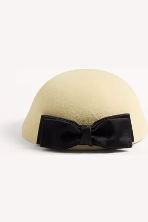 VALENTINO GARAVANI SOMBRERO DE PIEL DE CONEJO CON MOÑO DE SATÉN Y EL VLOGO SIGNATURE Mujer 55