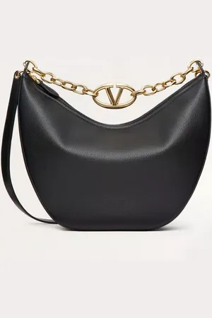 VALENTINO GARAVANI BOLSO HOBO MEDIANO VLOGO MOON DE CUERO GRANEADO DE BECERRO CON CADENA Mujer UNI