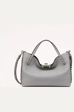 VALENTINO GARAVANI BOLSO PEQUEÑO GARAVANI ROCKSTUD DE CUERO DE BECERRO GRANEADO CON FORRO EN CONTRASTE Mujer UNI