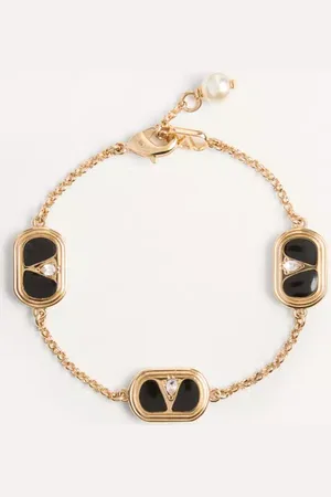 VALENTINO GARAVANI PULSERA OVALETE DE METAL, ESMALTE, CRISTALES Y PERLA SWAROVSKI® Mujer M