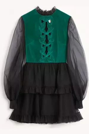 VALENTINO VESTIDO CORTO DE ORGANZA BORDADO Mujer 36