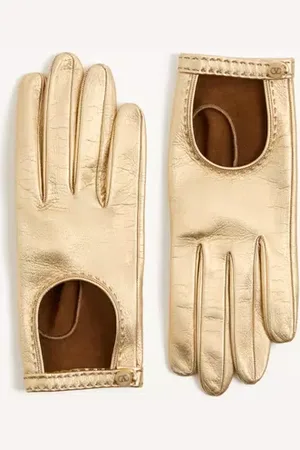 VALENTINO GARAVANI GUANTES DE NAPA LAMINADA CON EL VLOGO SIGNATURE Mujer 6.5