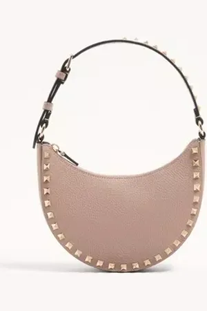 VALENTINO GARAVANI MINIBOLSO HOBO ROCKSTUD DE CUERO GRANEADO DE BECERRO Mujer UNI