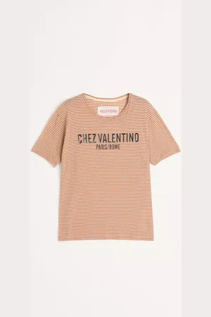 VALENTINO CAMISETA DE ALGODÓN RAYADO CON ESTAMPADO CHEZ Hombre L