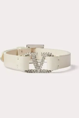 VALENTINO GARAVANI PULSERA GARAVANI DE CUERO Y CRISTAL CON EL VLOGO SIGNATURE Mujer UNI