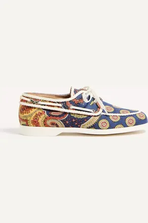 VALENTINO GARAVANI ZAPATO NÁUTICO PALM AVENUE DE MEZCLILLA VOYAGE IMAGINAIRE Y CUERO NAPA Hombre 39