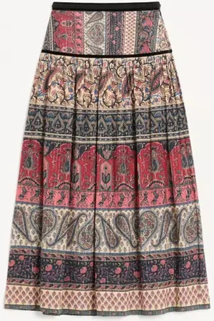 VALENTINO FALDA MIDI DE MUSELINA LAMÉ CON ESTAMPADO VOYAGE IMAGINAIRE Mujer 36