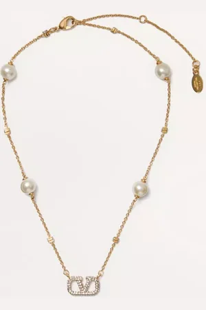 VALENTINO GARAVANI COLLAR DE METAL VLOGO SIGNATURE CON PERLAS Y CRISTALES SWAROVSKI® Mujer UNI