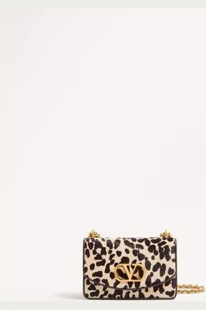 VALENTINO GARAVANI BOLSO DE HOMBRO PEQUEÑO GARAVANI VAIN DE CUERO DE BECERRO EFECTO PONY CON ESTAMPADO ANIMALIER Mujer UNI