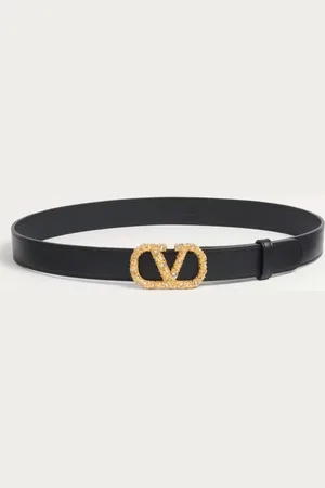 VALENTINO GARAVANI CINTURÓN VLOGO SIGNATURE DE 30 MM DE CUERO DE BECERRO BRILLOSO CON CRISTALES Mujer 065