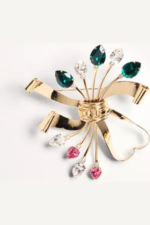 VALENTINO GARAVANI BROCHE FLORAL PAPIER DE METAL Y CRISTALES SWAROVSKI® Mujer UNI
