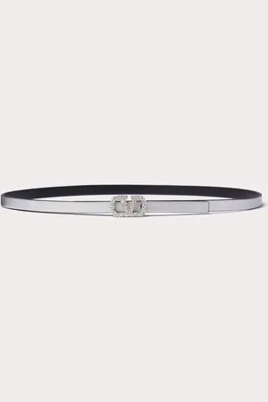 VALENTINO GARAVANI CINTURÓN REVERSIBLE DE 10 MM DE CUERO BRILLOSO Y METALIZADO DE BECERRO CON EL VLOGO SIGNATURE Mujer 075