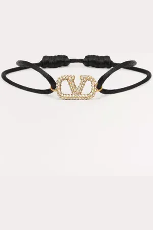 VALENTINO GARAVANI PULSERA VLOGO SIGNATURE DE ALGODÓN Y CRISTALES SWAROVSKI® Mujer UNI