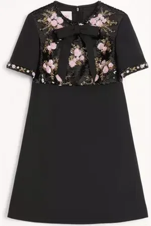 VALENTINO VESTIDO DE CREPE COUTURE CORTO Y BORDADO Mujer 36