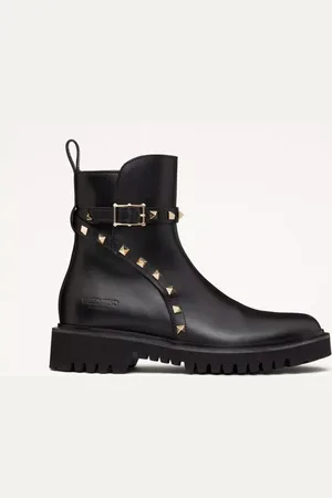 VALENTINO GARAVANI BOTA AL TOBILLO ROCKSTUD DE CUERO DE BECERRO CON TACÓN DE 90 MM Mujer 36
