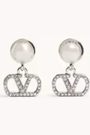 VALENTINO GARAVANI ARETES DE METAL CON PERLAS Y CRISTALES SWAROVSKI® Y EL VLOGO SIGNATURE Mujer UNI