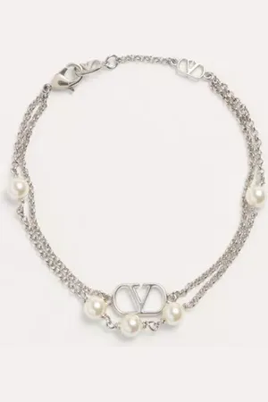 VALENTINO GARAVANI PULSERA DE METAL CON PERLAS SWAROVSKI® Y CON EL VLOGO SIGNATURE Mujer M
