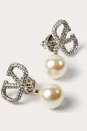 VALENTINO GARAVANI ARETES DE METAL CON PERLAS Y CRISTALES DE SWAROVSKI® Y CON EL VLOGO SIGNATURE Mujer UNI