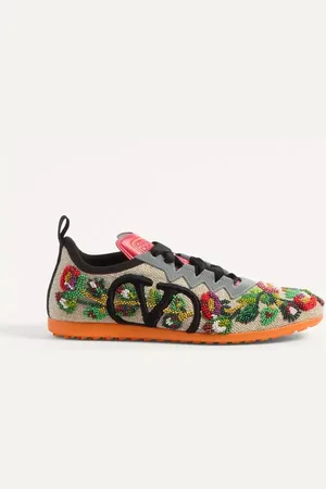 VALENTINO GARAVANI ZAPATILLA CHROMATHON DE LONA CON BORDADO FLORAL Mujer 36.5