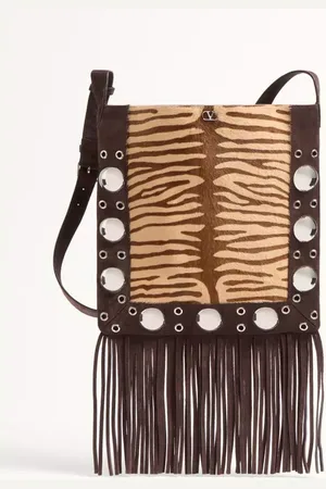 VALENTINO GARAVANI BOLSO DE HOMBRO GARAVANI NELLCÔTE EN CUERO DE BECERRO CON EFECTO PONI ANIMALIER CON FLECOS Mujer UNI