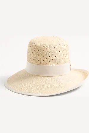 VALENTINO GARAVANI SOMBRERO VLOGO SIGNATURE DE PANAMÁ CALADO Mujer 56