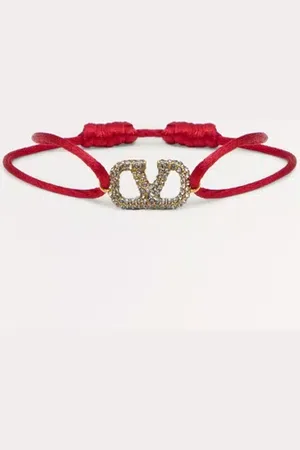 VALENTINO GARAVANI PULSERA VLOGO SIGNATURE DE ALGODÓN Y CRISTALES SWAROVSKI® Mujer UNI
