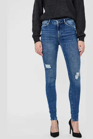 VERO MODA Vmseven Talle Medio Corte Slim Vaqueros