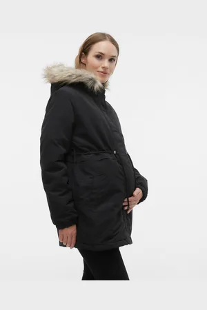 Mama;licious Chaquetas Capucha Con Borde De Piel Sintética Desmontable