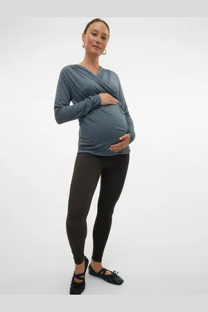 Mama;licious Leggings Corte Slim Tiro Alto
