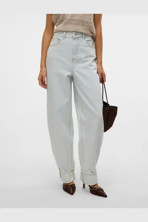 VERO MODA Vmbillie Tiro Alto Corte De Barril Vaqueros