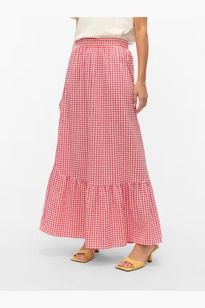 VERO MODA Vmcheck Cintura Alta Falda Larga