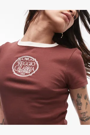Topshop Embroidered Reggio Calabria Ringer Baby Tee