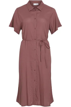 VILA Viragna De Mangas Cortas Vestido Camisero