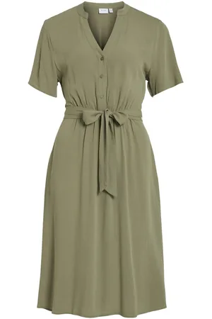 VILA Mangas Cortas Vestido Midi