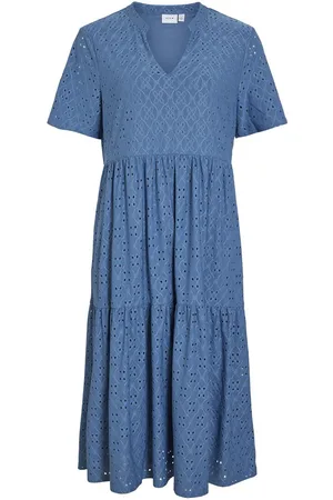 VILA Mangas Cortas Vestido Midi
