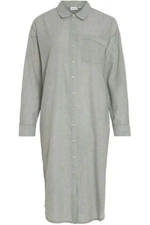 VILA Mangas Largas Vestido Camisero