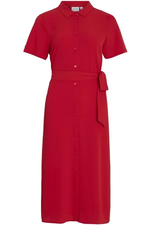 VILA Mangas Cortas Vestido Camisero