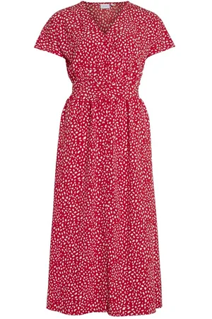 VILA Prenda Abotonada De Mangas Cortas Vestido Midi
