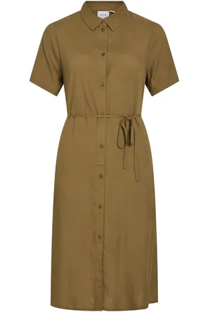 VILA Viragna De Mangas Cortas Vestido Camisero