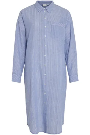 VILA Mangas Largas Vestido Camisero