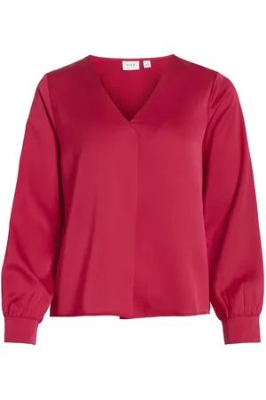 VILA Prenda De Mangas Largas Blusa De Cuello En Pico