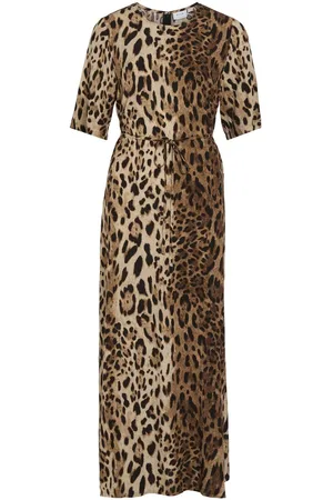 VILA De Mangas Cortas, Leopardo Vestido Maxi