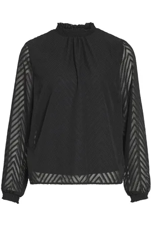 VILA Cuello Alto Blusa De Manga Larga